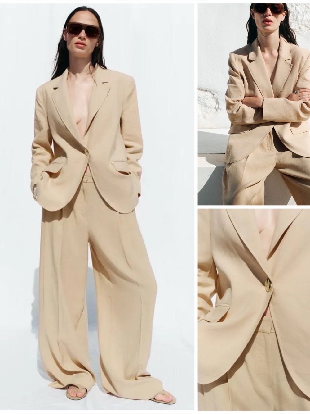 ZARA ~ Linen blend one-button blazer